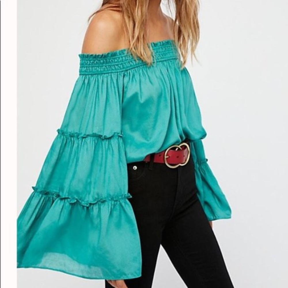 Free People Free Spirt Bell Sleeve off the shoulder Blouse
